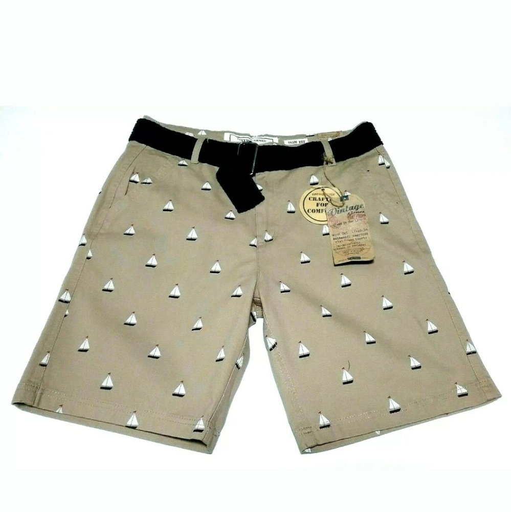VINTAGE GENES Shorts Sailboat Belted